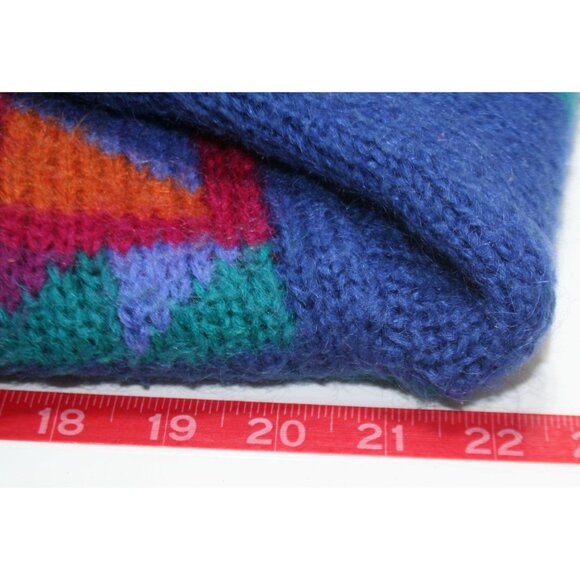 VTG L.L. Bean Mohair Cardigan Sweater Womens M Geometric Toggle Button 80s Retro - Picture 7 of 8